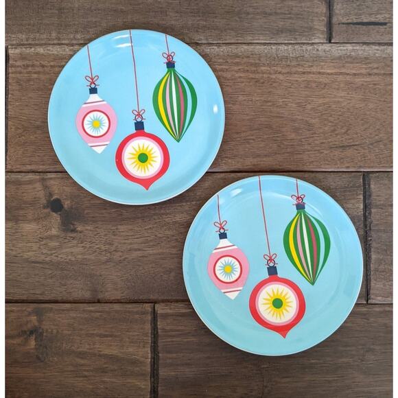 Set lot 2 Midcentury retro style Holiday Dessert Plates Christmas ornaments - Picture 1 of 3